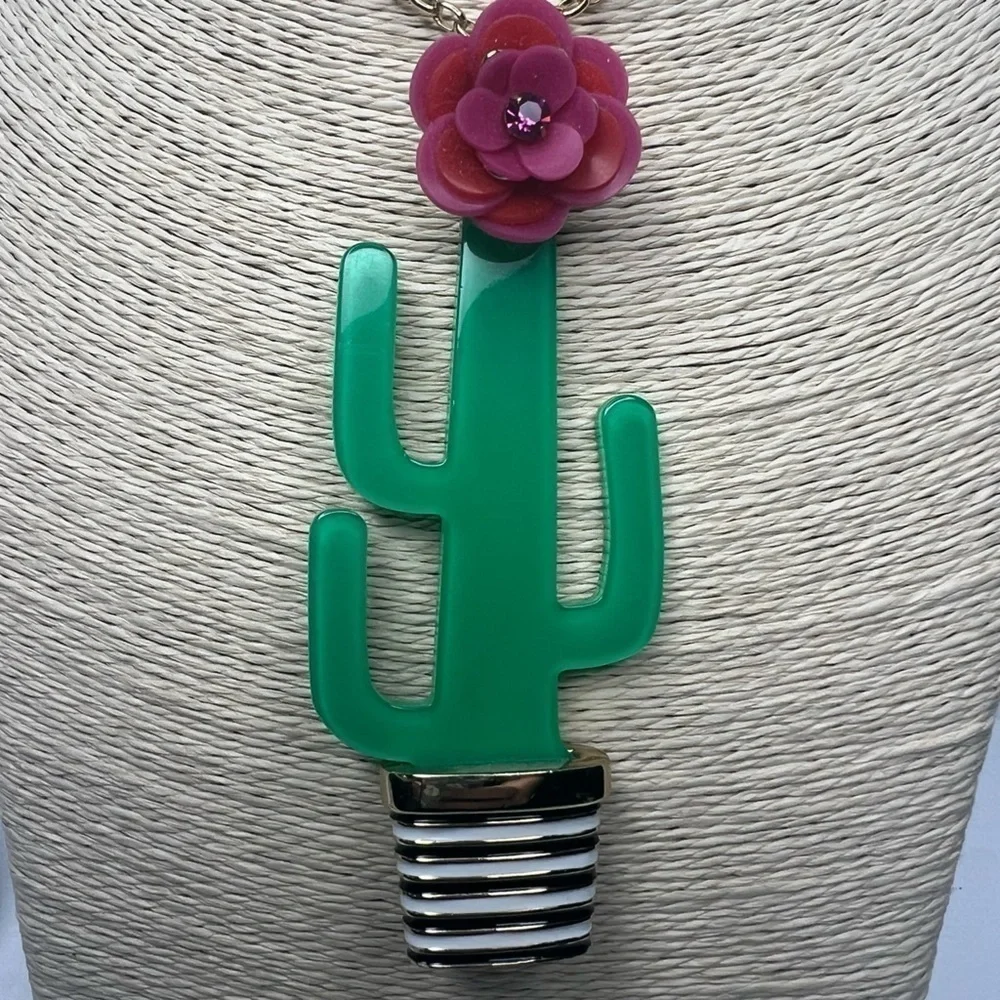 Kate Spade Scenic Route Cactus Acrylic Rare Novelty Necklace